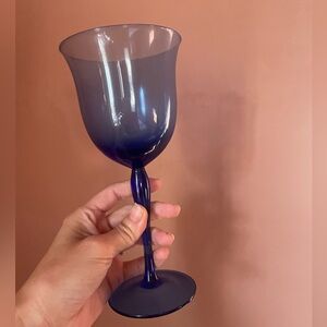 FIVE cobalt blue wine glasses
